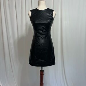 Zara Black Faux Leather Mini Dress New With Tag